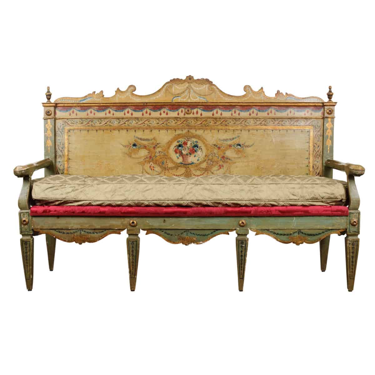 Handmade Antique Italian Century Wooden Carved Royal Settee