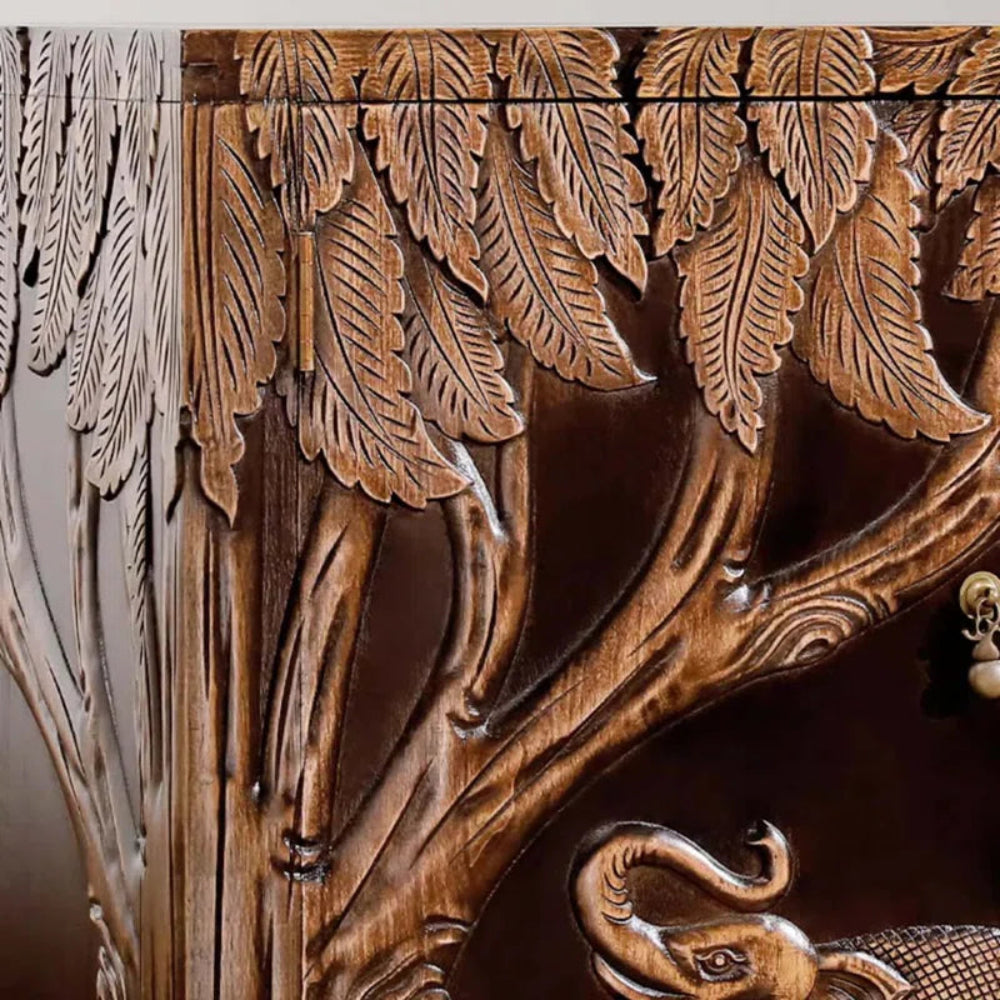 Wooden Beautiful Elephant Design Cabinet