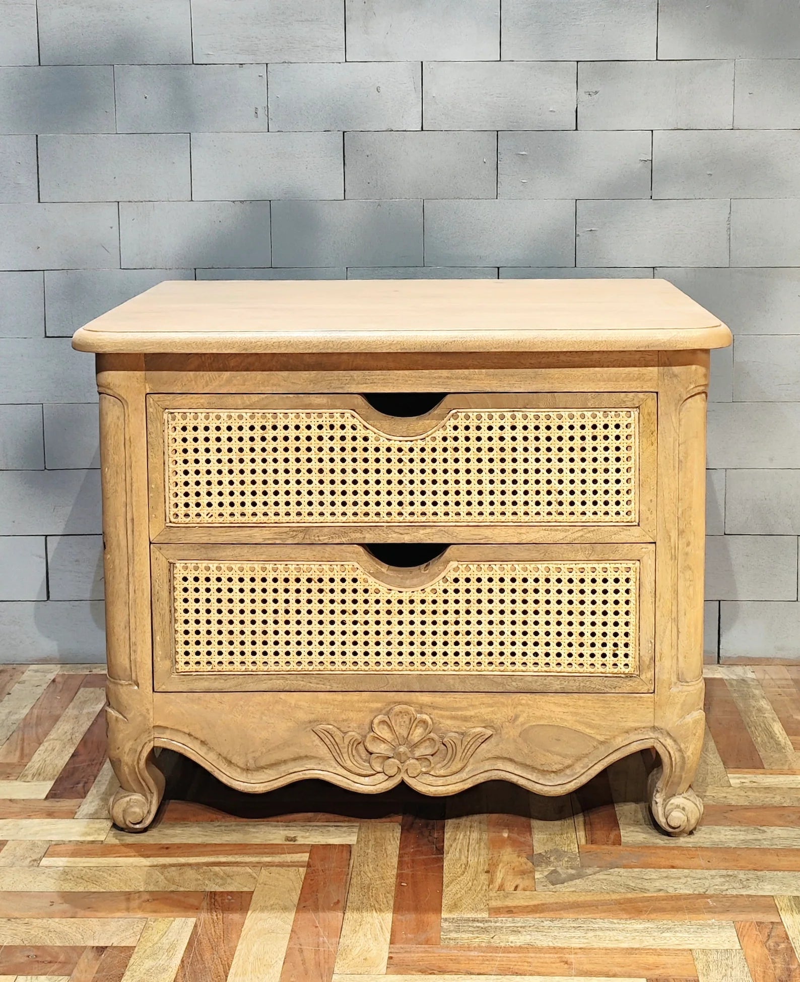 Cosmic Art With Cane Work Nightstand
