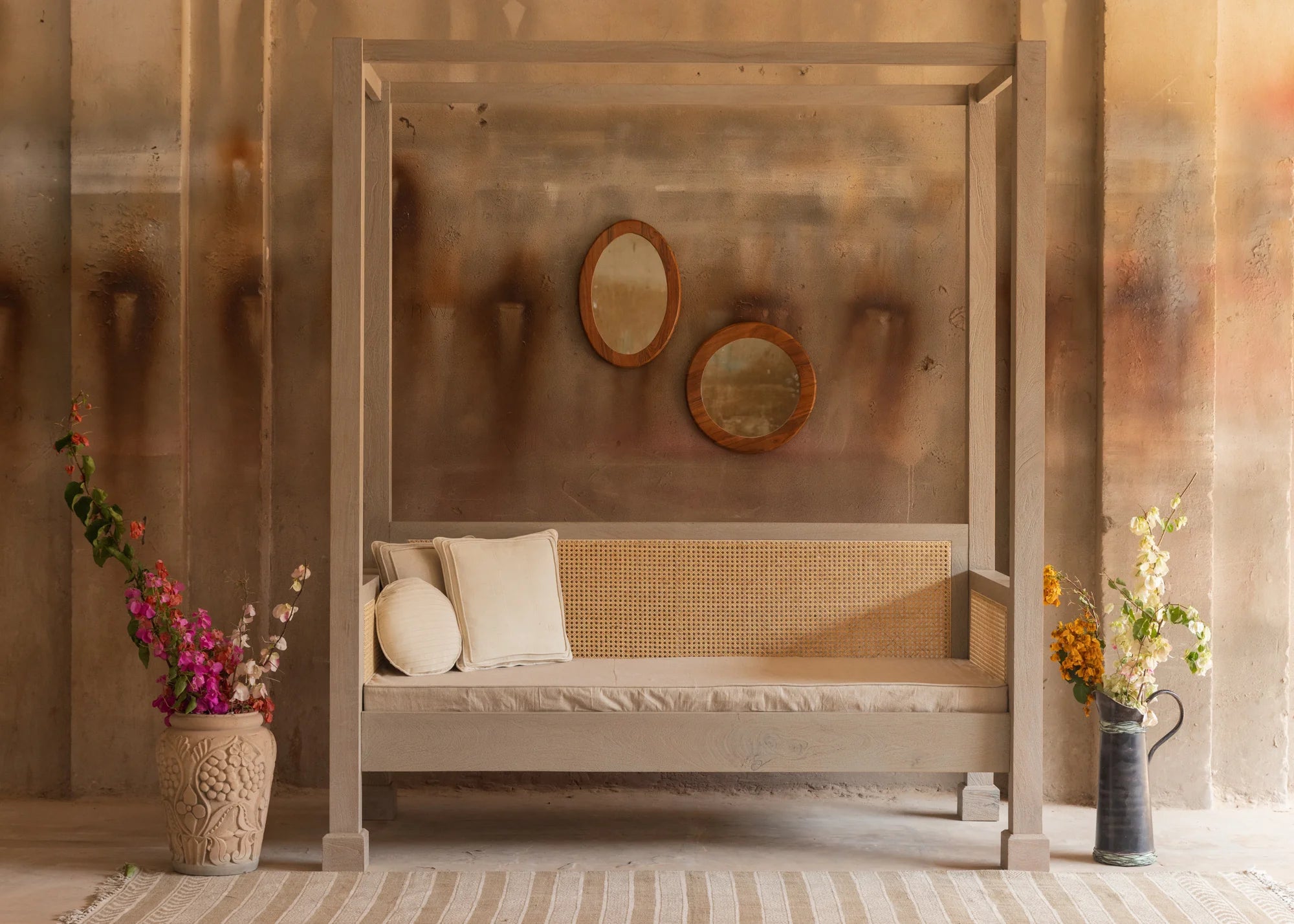 Handmade Canopy Cane Day Bed