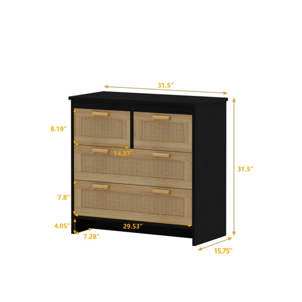 Wooden Four Drawer Dresser