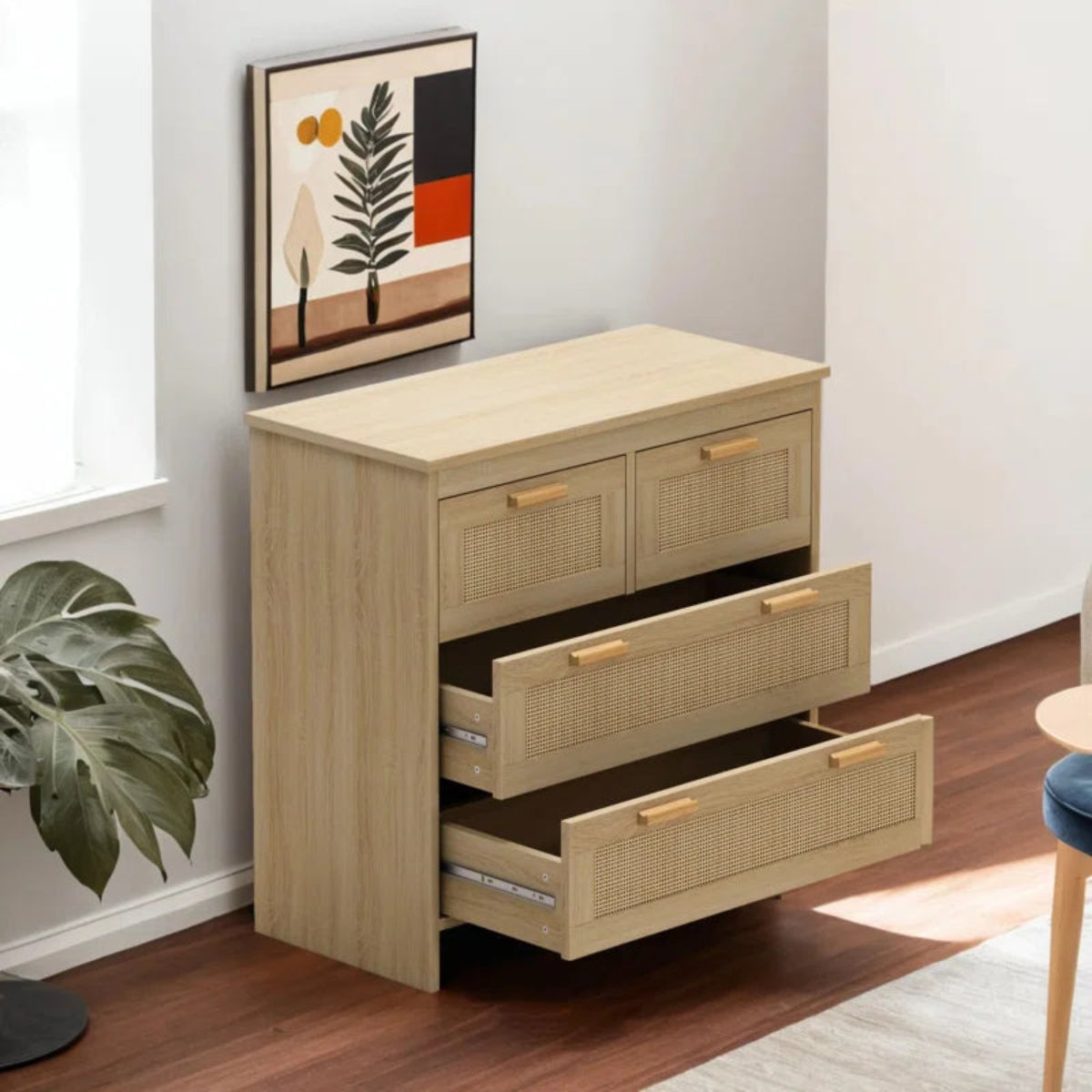  Cane Designer Four Drawer Dresser