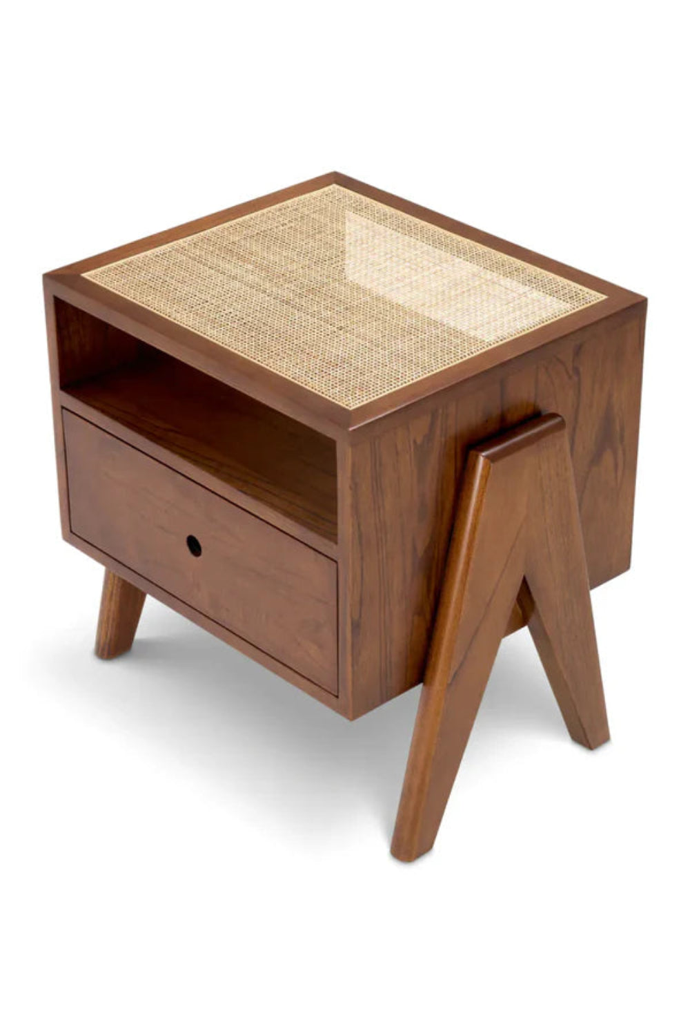 Rattan Cane Brown Nightstand