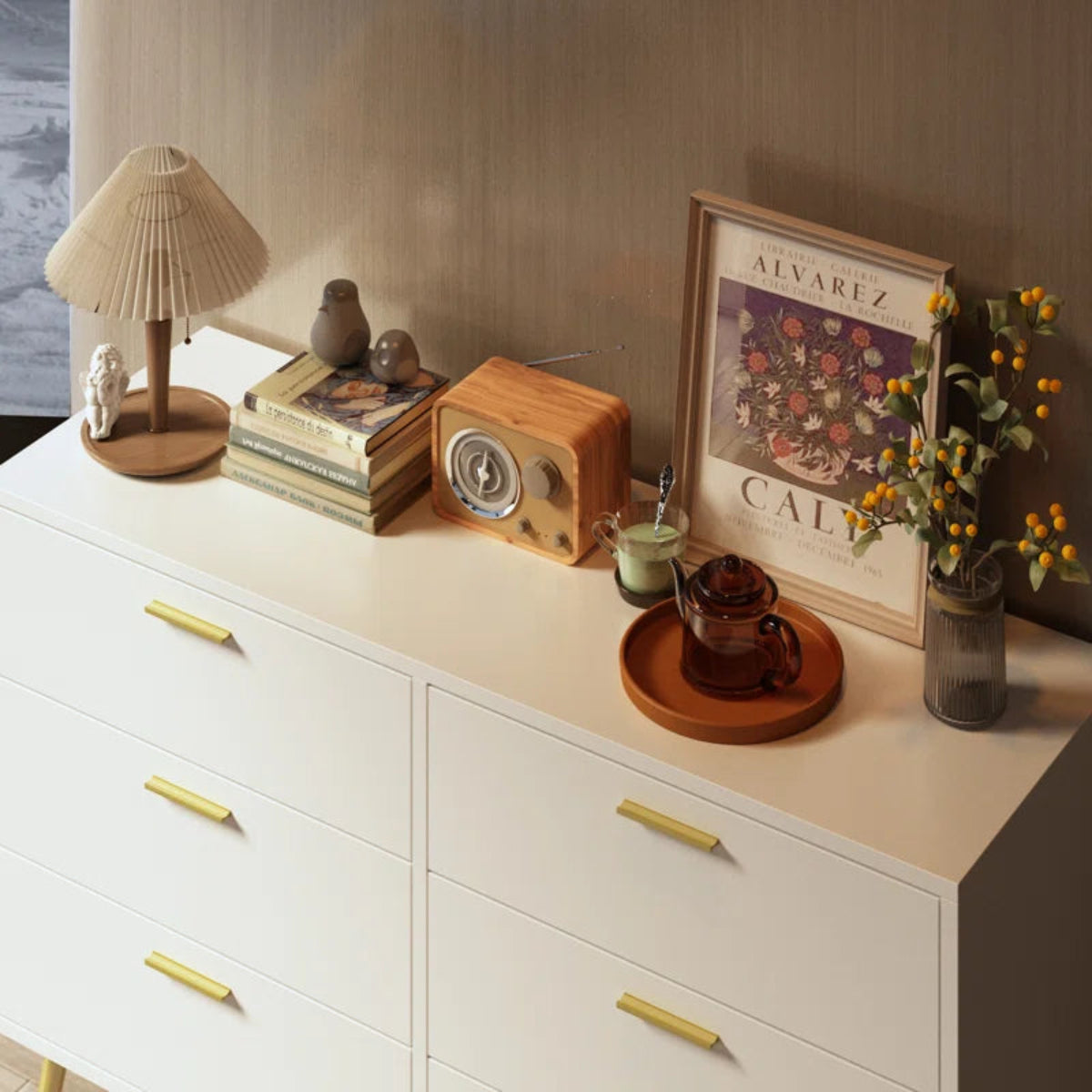 Modern Wooden Designer Chest Of drawer with Metal Legs