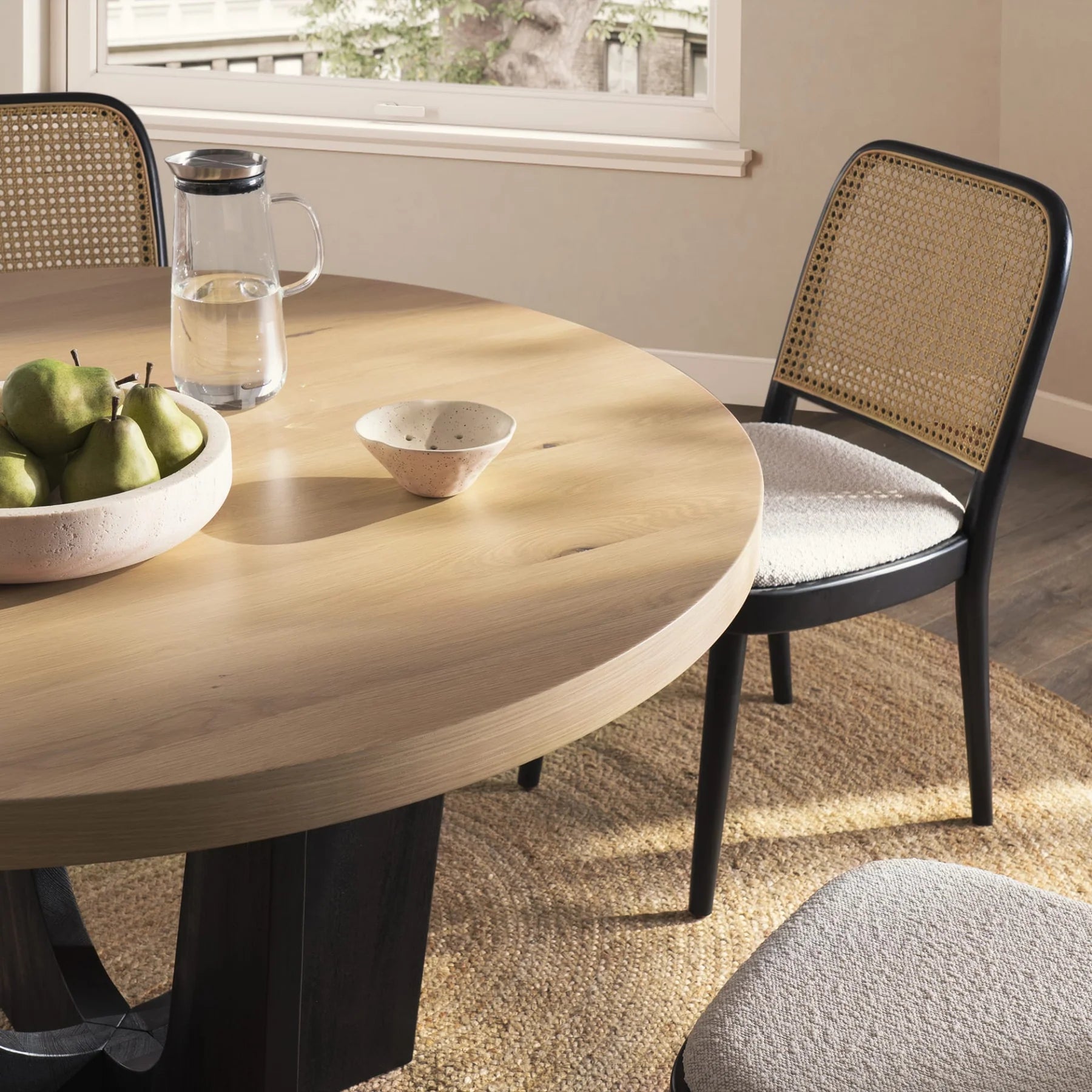 Black and Beige Round Dining Table