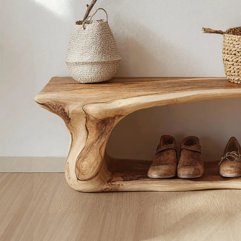 Custom Entryway Slab Shoe Bench