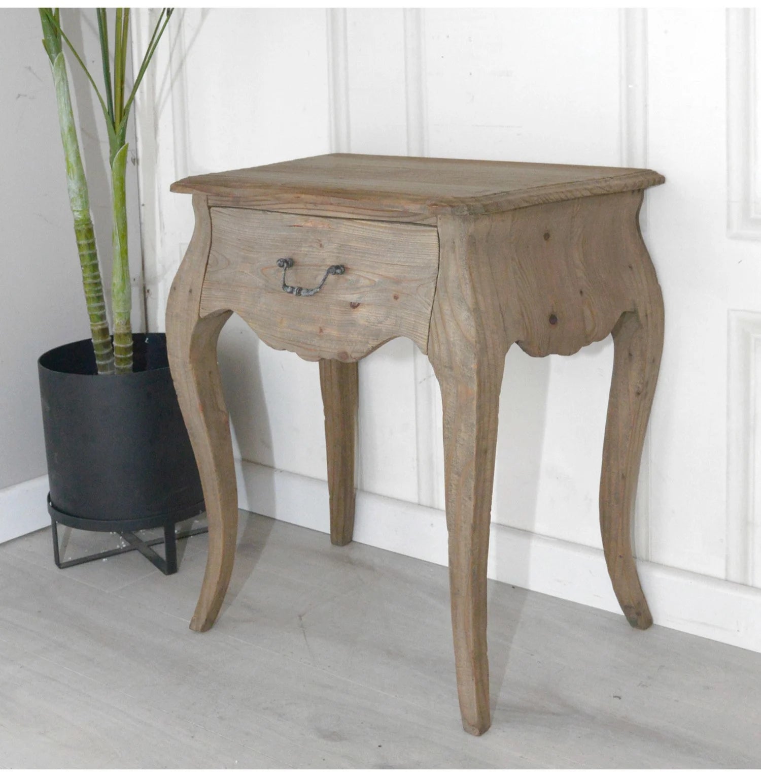 Hand Crafted French Style Wooden Bedside Lamp Table